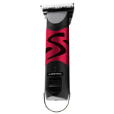 Red and black liveryman harmony plus electric clipper with bold s logo designed for trimming nervous horses