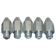 Five metallic liveryman large studs with hexagonal tips and threaded bases for horse tack accessories gaining extra grip