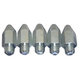 Five metallic liveryman large studs with hexagonal tips and threaded bases for horse tack accessories gaining extra grip