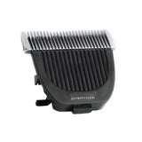 Black plastic liveryman nova trimmer blades with silver metal teeth designed for precise hair clipping use