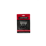 Silver metal hair clipper blade in red and black liveryman nova trimmer blades package for precise trimming