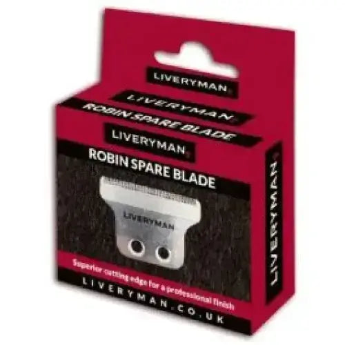 Silver metal replacement blade for liveryman robin trimmers in red and black box robin trimmers replacement blade