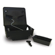 Black plastic snap-action mouse trap with metal spring and bait plate in lodi beta bait beta bait station for proven rodent bait