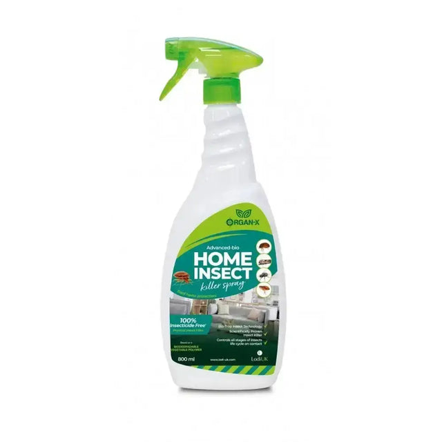 White plastic lodi organ-x advanced insect killing spray with bright green trigger for advanced home insect control