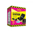 Lodi racan force rat mouse killer station kit with black plastic station and yellow pink hazard stripe box