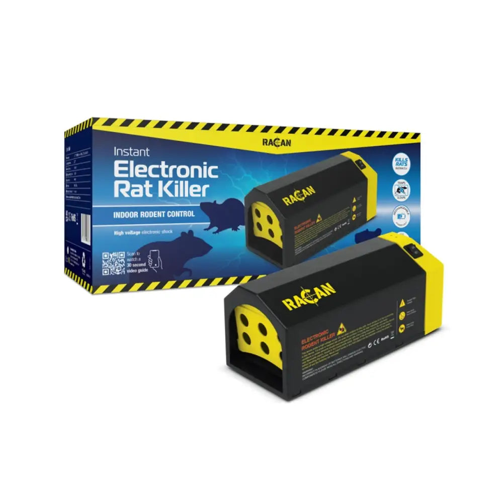 Lodi racan instant black and yellow electronic rat killer with rectangular design and four circular front openings