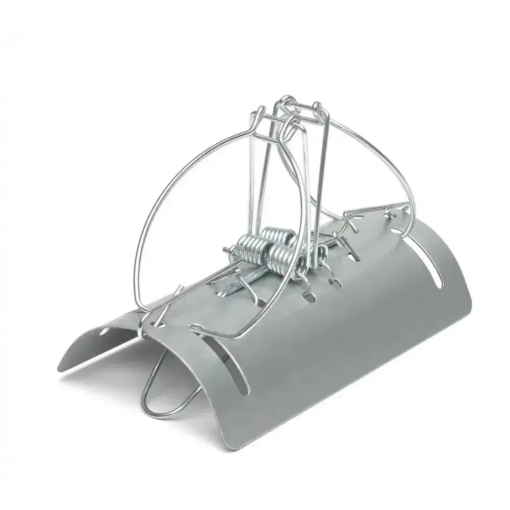 Silver metal snap trap with spring-loaded wireframe design for lodi racan mole tunnel mole tunnel trap use