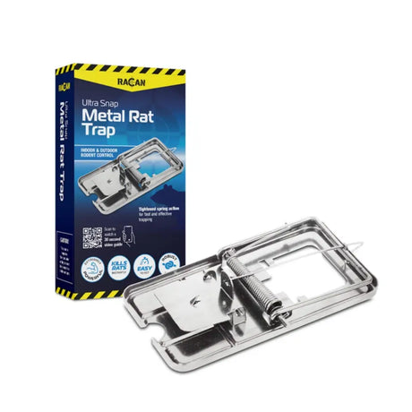 Lodi racan ultra snap rat trap in sleek silver metal with spring-loaded design for effective rodent control