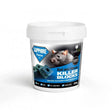 White plastic container with blue and black label showing lodi sapphire force 25 block bait for tamper-resistant bait stations