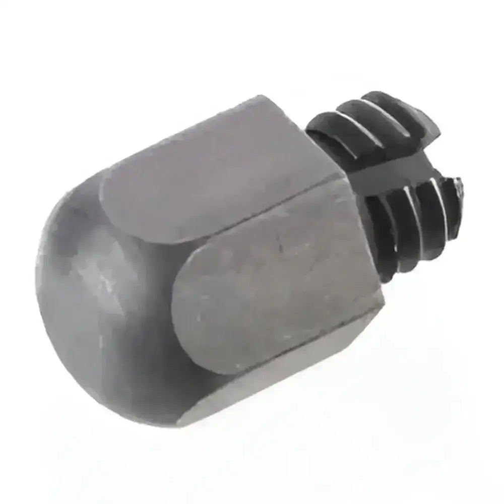 Gray metallic hexagonal nut with black threaded plastic insert for long bullet studs supastuds use