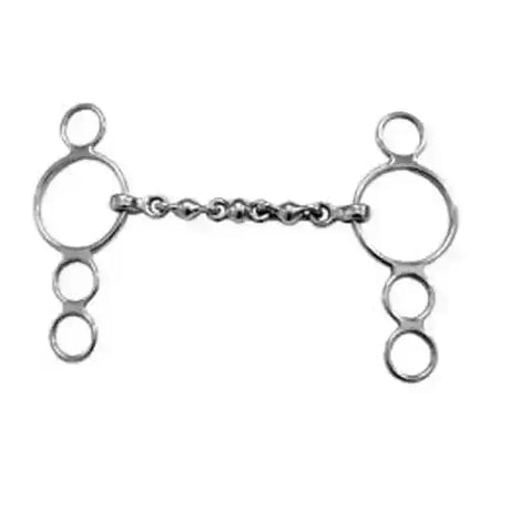 Silver stainless steel lorina 3 ring dutch gag waterford pessoa bits with chain link design and multiple rings on each side