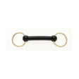Black rubber bradoon nylon mullen bit with gold mullen mouth brass rings for comfortable horse control