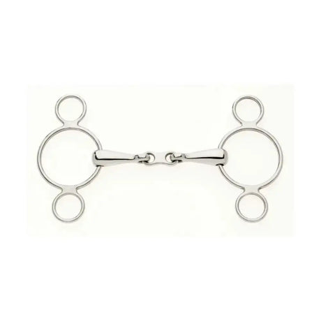 Silver polished metal horsebit with two large rings and french link mouthpiece lorina continental nutcracker action