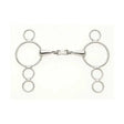 Silver polished metal lorina continental french link snaffle with three stacked rings and central joint design