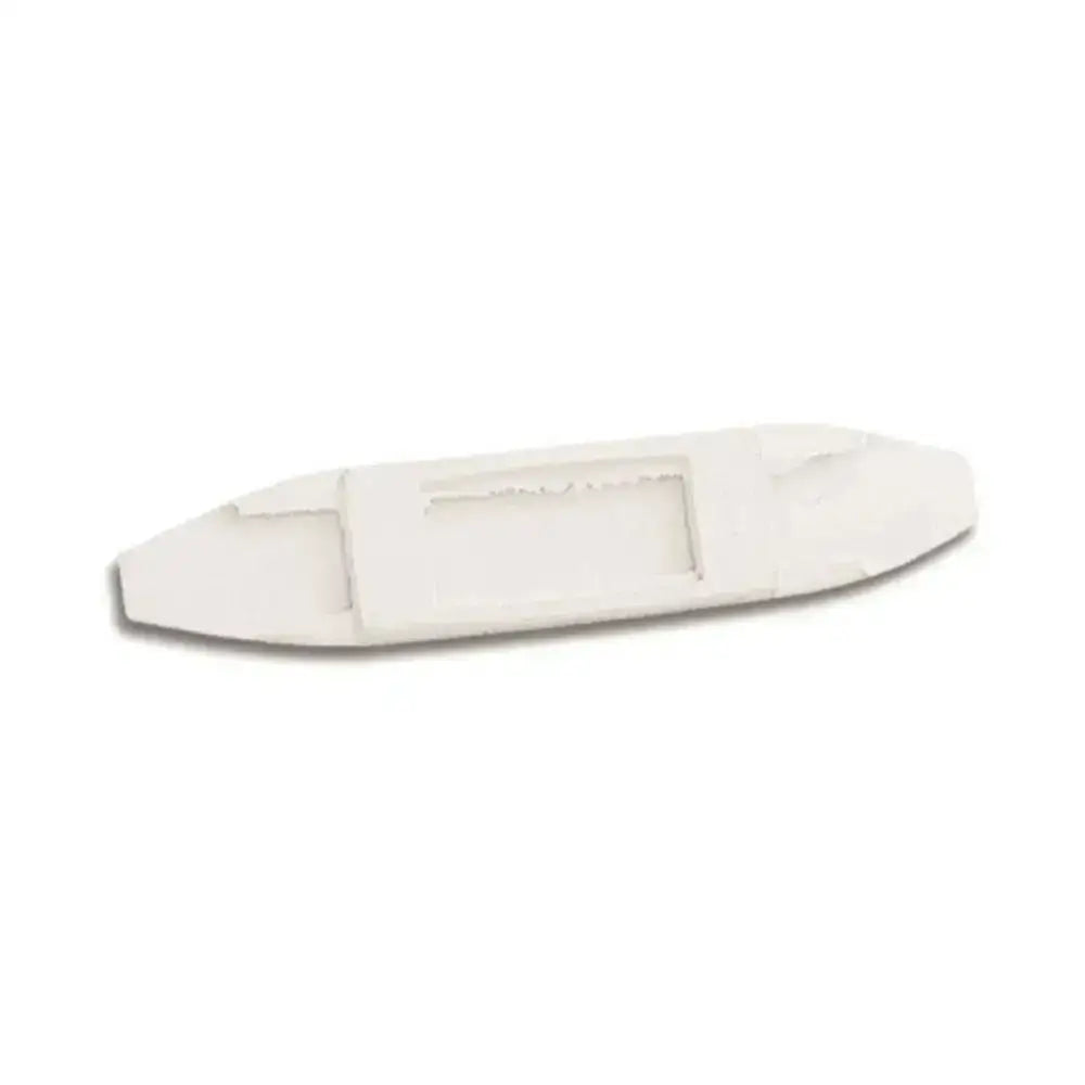 White plastic lorina curb chain guard trim piece with smooth oval shape and molded recessed sections chain guard rubber