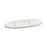 White plastic lorina curb chain guard trim piece with smooth oval shape and molded recessed sections chain guard rubber