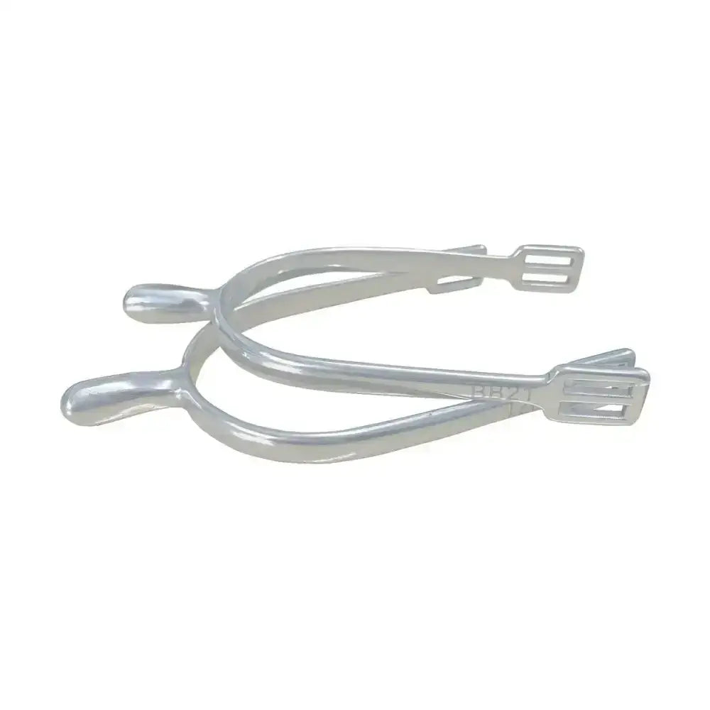 Silver lorina dressage spurs ladies with polished metal finish and classic rounded heel cap and slotted toe end design