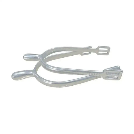 Silver lorina dressage spurs ladies with polished metal finish and classic rounded heel cap and slotted toe end design