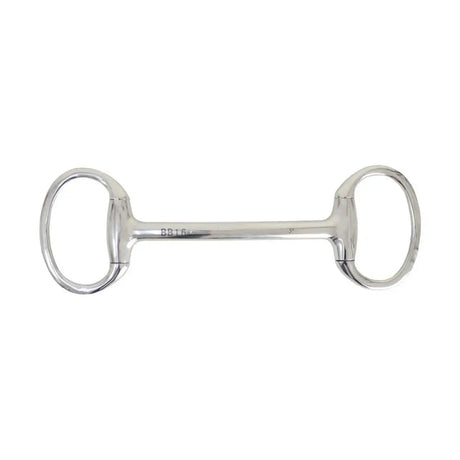 Shiny silver lorina eggbutt mullen mouth snaffle with smooth polished finish and oval-shaped metal rings