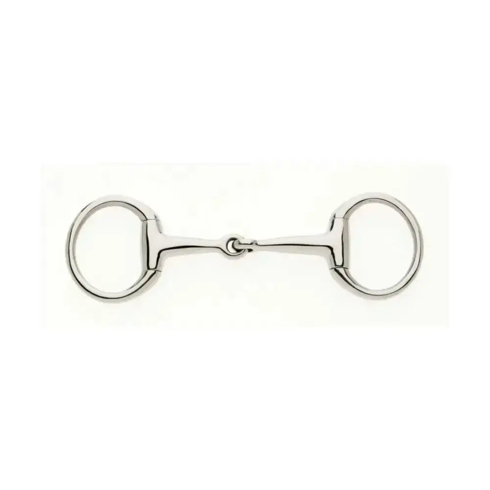 Silver polished metal horsebit with smooth curved design and rings in lorina eggbutt weymouth bradoon double bridle set