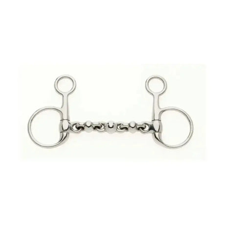 Silver lorina filet baucher waterford hanging cheek with polished metal horsebit and central chain link design