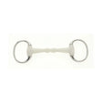 White rubber lorina flexi eggbutt mullen mouth bit with polished metal rings and smooth textured central bar