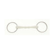 White rubber flexi loose ring mullen mouth snaffle bit with silver metal rings for easy rein control