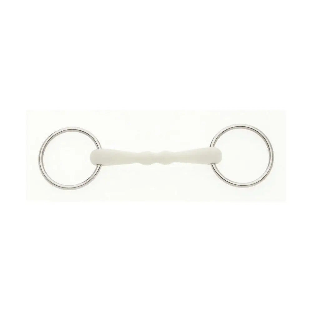 White rubber bit with silver metal rings for lorina flexi loose ring mullen mouth snaffle horse bridle use