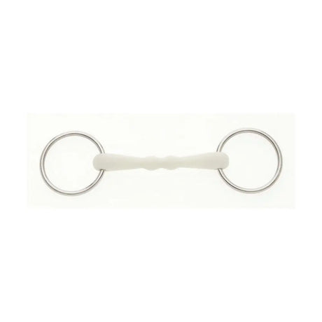 White rubber bit with silver metal rings for lorina flexi loose ring mullen mouth snaffle horse bridle use