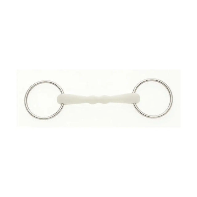 White rubber bit with silver metal rings for lorina flexi loose ring mullen mouth snaffle horse bridle use