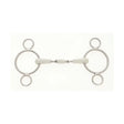 Silver horsebit lip with white rubberized flexi peanut joint and traditional stainless steel three-ring design