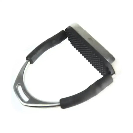Black rubber-coated metal lorina flexi stirrup with textured grip and silver frame pair flexi stirrups for riding