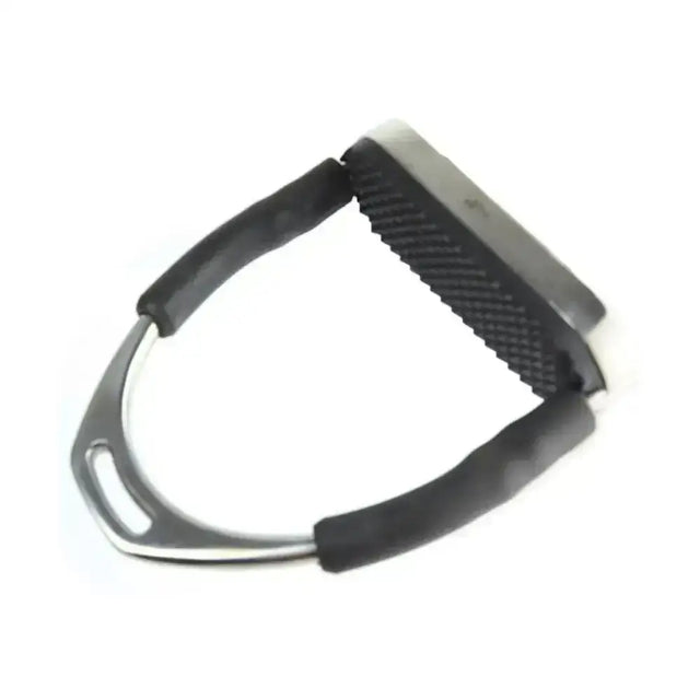 Black rubber-coated metal lorina flexi stirrup with textured grip and silver frame pair flexi stirrups for riding