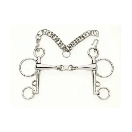 Silver metal horsebit french link pelham with chain and hooks lorina french link mouthpiece for riding gear