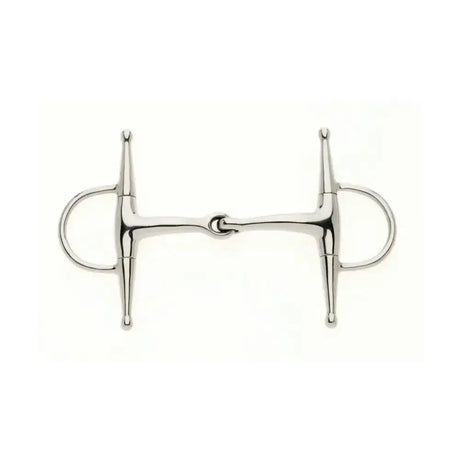 Silver-toned metal lorina full cheek eggbutt jointed snaffle with smooth finish and poll pressure design rings