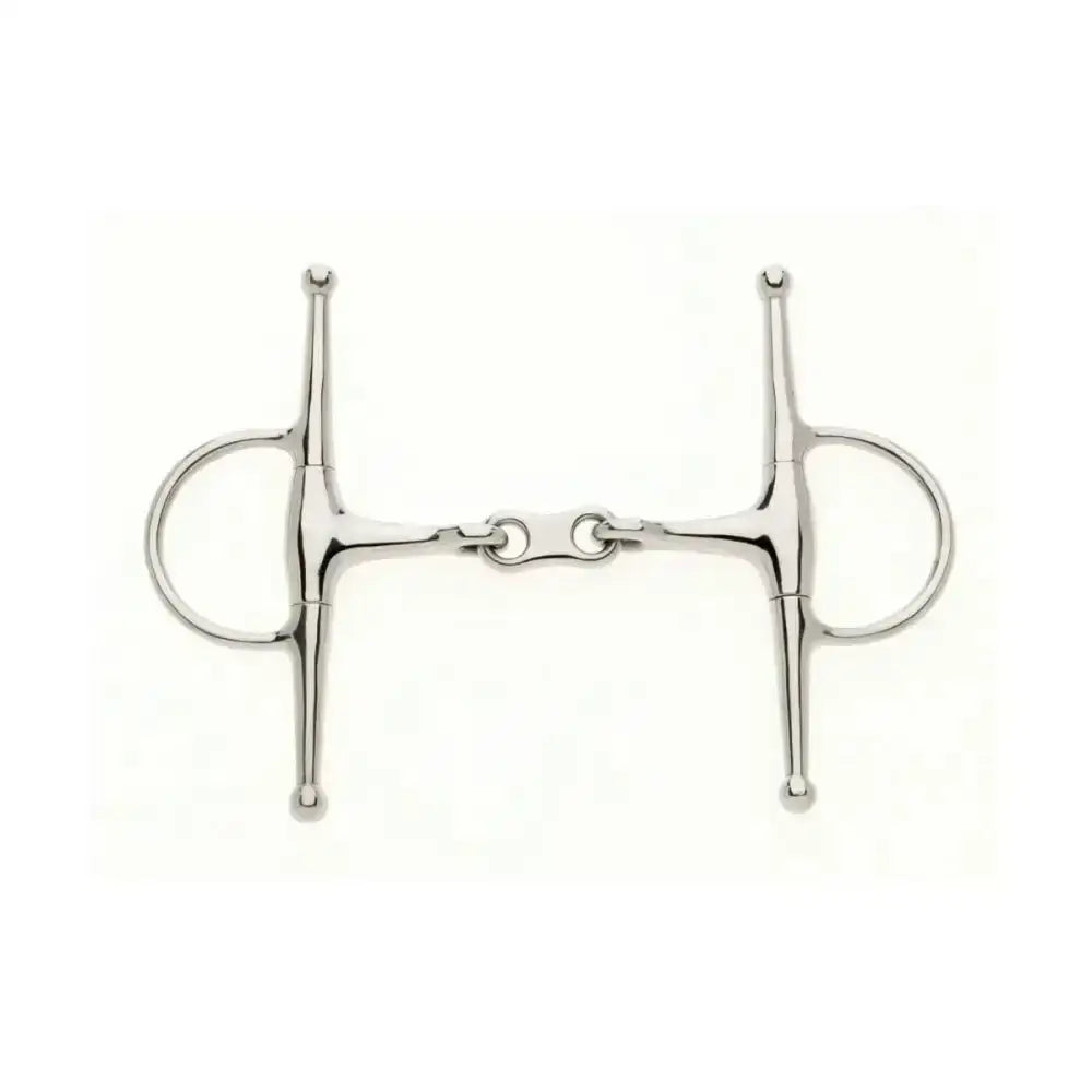 Silver polished metal lorina cheek french link full cheek french link eggbutt snaffle with smooth symmetrical design