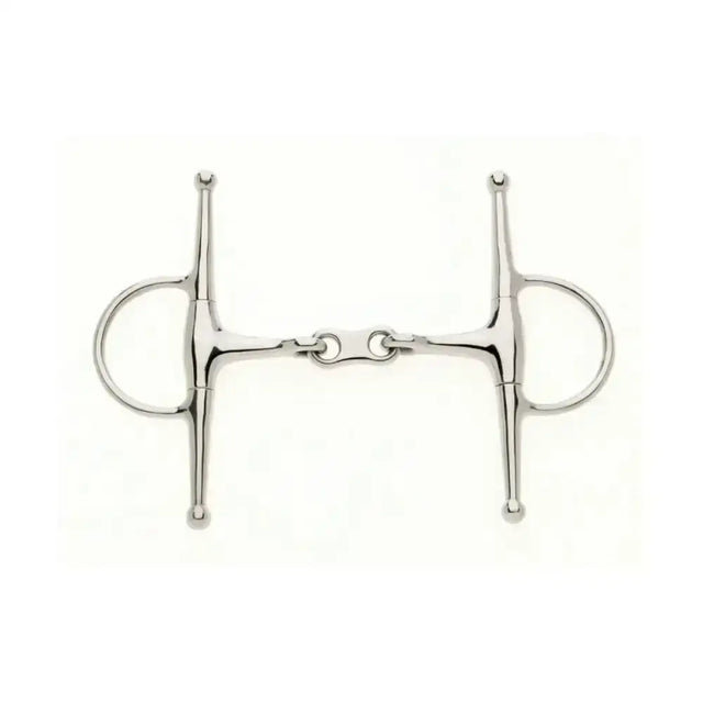 Silver polished metal lorina cheek french link full cheek french link eggbutt snaffle with smooth symmetrical design