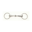 Shiny silver metal lorina german hollow mouth loose ring snaffle with smooth polished bars and circular rings