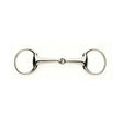Shiny silver lorina hollow mouth eggbutt snaffle with smooth polished metal rings and nutcracker action joint