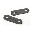 Black leather lorina leathers strap pieces with rounded ends and two holes for peacock safety irons pair