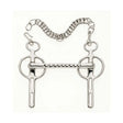 Silver metal lorina liverpool driving bit with twisted straight bar mouthpiece and chain attachment