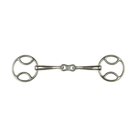 Silver-colored metal lorina loop ring french link snaffle with smooth polished finish and oval-shaped rings