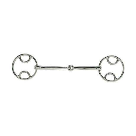 Silver lorina loop ring snaffle metal horsebit with polished finish and distinctive loop ring snaffle design for extra brakes
