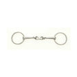 Silver polished metal lorina loose ring french link bradoon bit with two circular rings and a slightly thinner central bar