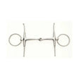 Silver stainless steel lorina loose ring horsebit with polished finish and symmetrical fulmer jointed snaffle design
