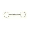 Silver-colored metal lorina loose ring snaffle small lozenge with double jointed bit and two circular rings