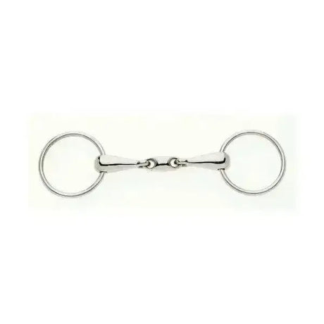 Silver polished metal lorina loose ring snaffle horse bit with smooth curved design and two circular rings