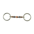 Silver and copper lorina loose ring horse bit with twisted sweet iron roller and iron roller link design