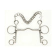 Silver metal lorina low port pelham bit with curved design and attached chain ideal for horse riding control