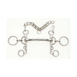 Silver-colored metal lorina mullen mouth rugby pelham bit with curved mullen mouthpiece and mild design